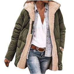 Fleecejacke Damen mit Kapuze Lang Softshellmantel Teddy Mantel Jacke Wintermantel Lang Fleece Reversibel Winterjacke Trachtenjacke Damen Strickjacke Daunenmantel Übergangsjacke Wollmantel von FUPODD