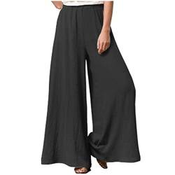 Hose Damen Sommer High Waist leichte Sommerhose Damen Blumenmuster Plissee Palazzo Hose mit Gummizug Weites Bein Freizeithose Damen Schlaghose Elegant Farbverlauf Marlenehose für Frauen von FUPODD