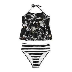 FUPOZ Tankini Women's Bikini Women's Polka dot Pattern Bikini Set Swimwear Swimsuit with dot Pattern Two-Piece Print Swimwear. - Black, Size: m von FUPOZ