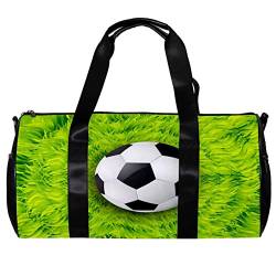 Sporttasche mit Schultergurt Fußball Fußball auf grünem Grassland, mehrfarbig, 45x23x23cm/17.7x9x9in, Einzigartig von FURINKAZAN