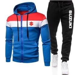 FURLOU Herren Trainingsanzug Set Jogginganzug su-z_uki Kapuzenjacke mit Reißverschluss + Hose Sportbekleidung Vlies/A/XL von FURLOU