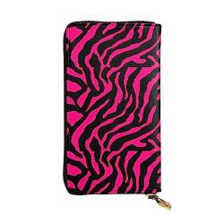 FURLOU Zebra Tiger Leopard Rosa Leder Geldbörse für Männer Frauen Reißverschluss Rund Lange Geldbörse Kreditkartenhalter Rosa Einheitsgröße, rose, Einheitsgröße, Klassisch von FURLOU