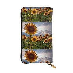 Sunflowers Fields Ledergeldbörse für Herren und Damen, mit Reißverschluss, lange Geldbörse, Kreditkartenhalter, Schwarz, Einheitsgröße, Schwarz , Einheitsgröße, Klassisch von FURLOU