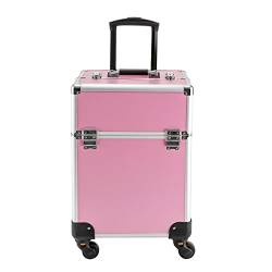 FUROMG Kosmetikkoffer Damen Beautycase Makeup Koffer Trolley Schminkkoffer Reisen Friseurkoffer Mit Rollen Kosmetik Trolley Nageldesign Visagistenkoffer Nagelkoffer Beauty Case MäDchen (Pink) von FUROMG