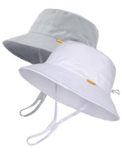 FURTALK Baby Kleinkind Kinder Sonnenhut UV-Schutz Fischerhut Jungen Mädchen Verstellbarer Faltbare Sommer Strand Sonnenschutz Bucket Hat mit Breite Krempe von FURTALK