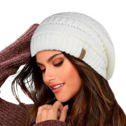 FURTALK Damen Beanie Mütze Warme Wintermütze mit Weichem Innenfutter Gefütterte Strickmütze,Weiß,Einheitsgröße von FURTALK