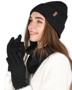 FURTALK Damen Winter Beanie Schal und Handschuhe im 3er-Set von FURTALK