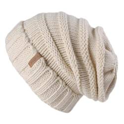 FURTALK Gestrickte Winter Slouchy Beanie Mütze Oversized Unisex Crochet Cable Ski Cap Baggy Slouch Hüte für Frauen Männer, Beige, Einheitsgröße von FURTALK