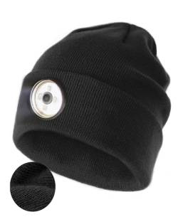 FURTALK Strickmütze mit LED Licht Beleuchtete Mütze Aufladbar USB Unisex Weich Warm Beanie für Damen und Herren von FURTALK