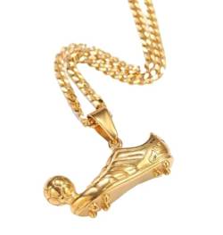 FUSHENGTER Halsketten Herren Hip hop Ketten Anhänger Frauen damenkette Rapper Männer Hip Hop Fußballschuhe Fußball Anhänger Halsketten Mode Charme Anhänger Halskette Goldfarbe von FUSHENGTER