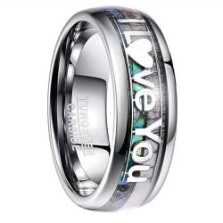 FUSHENGTER Ring Herren Ringe Männer Fingerring Damen Biker Ring Ehering 8mm Herrenringe „I LOVE YOU“ Ringe Jubiläum für Herren 13 Silber von FUSHENGTER