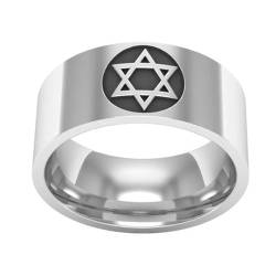 FUSHENGTER Ring Herren Ringe Männer Fingerring Damen Biker Ring Ehering Hexagramm-Ringe für Männer und Frauen, Punk-Party-Fingerring, Jahrestag 12 von FUSHENGTER