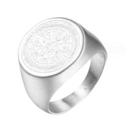 FUSHENGTER Ring Herren Ringe Männer Fingerring Damen Biker Ring Ehering Kompass Weltkarte Männer Ringe Punk Hip Hop Einfach Vintage Trendy für Freund Kreativität 8 R467 von FUSHENGTER