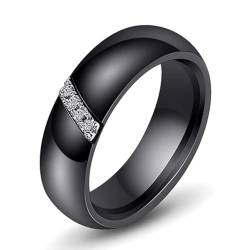 FUSHENGTER Ring Herren Ringe Männer Fingerring Damen Biker Ring Ehering Mode Weiß Schwarz Keramik Ringe Für Frauen Glatte Oberfläche Zirkon Frauen Ring Hochzeit Engagement 10 s4 von FUSHENGTER