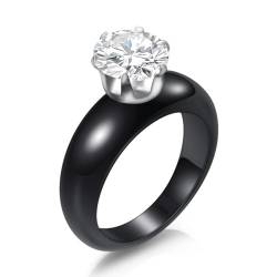 FUSHENGTER Ring Herren Ringe Männer Fingerring Damen Biker Ring Ehering Mode Weiß Schwarz Keramik Ringe Für Frauen Glatte Oberfläche Zirkon Frauen Ring Hochzeit Engagement 6 s3 von FUSHENGTER