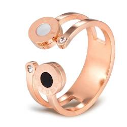 FUSHENGTER Ring Herren Ringe Männer Fingerring Damen Biker Ring Ehering Modische Ringe mit römischen Ziffern, Zirkonia, für Damen und Herren, Kristall-Verlobungszubehör, 6 von FUSHENGTER