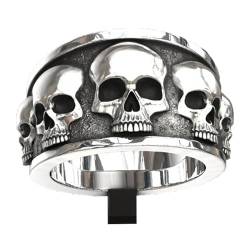 FUSHENGTER Ring Herren Ringe Männer Fingerring Damen Biker Ring Ehering Persönlichkeit Männer Punk Schädel Ringe Vintage Gothic Schädel Ring Mode Rock Zubehör 12 von FUSHENGTER