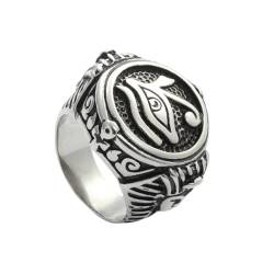 FUSHENGTER Ring Herren Ringe Männer Fingerring Damen Biker Ring Ehering Ring Mysteriöses altes Ägypten Textringe für Männer Punk Geschenk 8 GRAU von FUSHENGTER