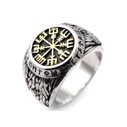 FUSHENGTER Ring Herren Ringe Männer Fingerring Damen Biker Ring Ehering Vintage Wikinger Ring Herren Jungen Nordischer Wikinger Ring Männlich 11 Braun von FUSHENGTER