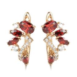Ohrringe Damen Ohrstecker Earrings 925 Roter Kristall-Blumen-Damen-Ohrring, Luxuriöser Natürlicher Zirkon-Ohrring, Trendiges Rot von FUSHENGTER