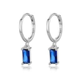 Ohrringe Damen Ohrstecker Frauen Geschenk Geometrische 6 Farben Cz Hängeohrringe Für Damen, Elegant, Schick, Party, Blau, Silber von FUSHENGTER