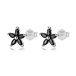 Ohrringe Damen Ohrstecker Frauen Geschenk Mode Blumenfarbe Cz Ohrstecker Für Frauen Mädchen Geburtstag Df247Silverblack von FUSHENGTER