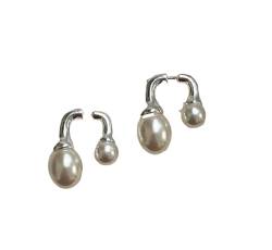 Ohrringe Damen Ohrstecker Frauen Geschenk Modegroße Perlenohrringe Mit Geometrischem Design, Geschenk, Platiniert von FUSHENGTER