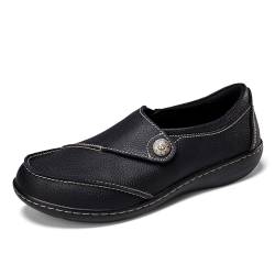 FUSHITON Damen Faulenzer Loafers Mokassin Flache Slip-On Mode Lässig Schuhe Dame Leder Pantoffeln Runde Zehe für große Mädchen von FUSHITON