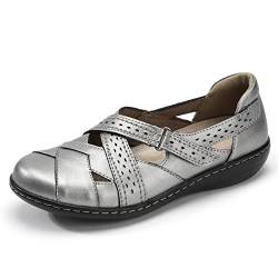 FUSHITON Damen Loafers Mokassin Flache Slip-On Mode Lässig Schuhe Frauen Leder Bootsschuhe Sandalen Pantoffeln Runde Zehe für Mädchen von FUSHITON