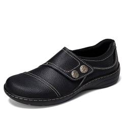 FUSHITON Damen Loafers Mokassin Flache Slip-On Mode Lässig Schuhe Frauen Leder Pantoffeln Runde Zehe für Mädchen von FUSHITON