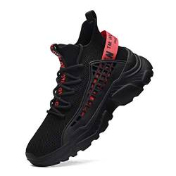 FUSHITON Turnschuhe Herren Sportschuhe Laufschuhe Joggingschuhe Sneakers Freizeit Schuhe Outdoor Straßen Traillauf Fitnessschuhe (Schwarz,42 EU) von FUSHITON