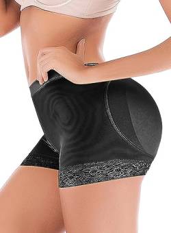 FUT Damen Butt Lifter Body Shaper Bauchkontrolle Höschen Hüftverstärker Unterwäsche Shapewear Jungen Shorts, Schwarz gepolsterte Spitzenhöschen, X-Large von FUT