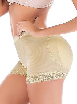 FUT Damen Butt Pads Shapewear Butt Lifter Panties Faja Shorts Hip Enhancer Bauchkontrolle Body Shaper, Beige, S von FUT