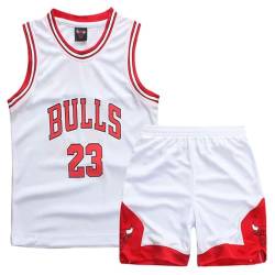 Basketball Trikot Kinder 2-Piece Basketball Kinder Trikot,Basketball Kinder Trikot Shirt and Shorts,Basketball Trikot,Trikot Basketball Kinder,Basketball Trikot Set für 4-14 Kinder(Weiß) von FUTERLY