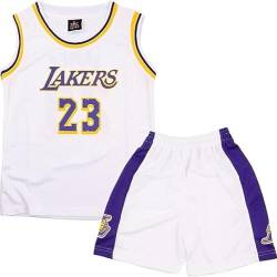 Basketball Trikot Kinder 2 Stücke,Basketball Kinder Trikot,Basketball Kinder Trikot and Shorts,Sleeveless Basketball Trikot,Mode Trikot Basketball Kinder,Basketball Trikot Set für 10-12 Kinder,weiß von FUTERLY