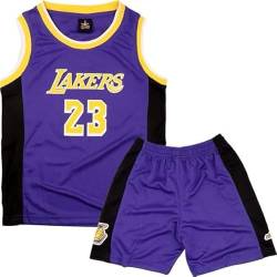 Basketball Trikot Kinder 2 Stücke,Basketball Kinder Trikot,Basketball Kinder Trikot and Shorts,Sleeveless Basketball Trikot,Mode Trikot Basketball Kinder,Basketball Trikot Set für 12-14 Kinder,Lila von FUTERLY