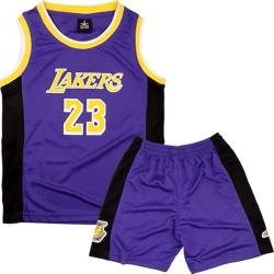 Basketball Trikot Kinder 2 Stücke,Basketball Kinder Trikot,Basketball Kinder Trikot and Shorts,Sleeveless Basketball Trikot,Mode Trikot Basketball Kinder,Basketball Trikot Set für 8-10 Kinder,Lila von FUTERLY