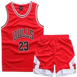 FUTERLY Basketball Trikot Kinder, Basketball Kinder Trikot Training, Kinder Basketball Set, Sleeveless Trikot Basketball Kinder und Shorts,12-14 Kinder,Rot,XXL/170 von FUTERLY