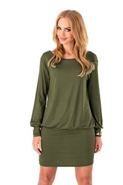 FUTURO FASHION® - Damen Minikleid mit U-Ausschnitt - langärmlig & elegant - 8998 - Khaki - 38 (M) von FUTURO FASHION