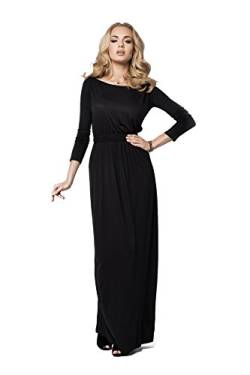 FUTURO FASHION® - Elegantes Maxi-Dress mit Empire-Linie - bodenlang - weiter U-Ausschnitt - langärmlig - Größe 36-46 - FM08 - Schwarz - 38 (M) von FUTURO FASHION