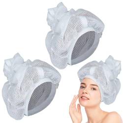 Net Plopping Cap for Drying Curly Hair, Net Plopping Bonnet mit Kordelzug, Wiederverwendbare Haarnetz-Netzschals Haarwickel zum Trocknen von lockigem Haar für Frauen Mädchen (2 Stück) von FUXNGZI