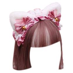 FUZYXIH Gothic für Katzenohren Kopfschmuck Spitze Haarschmuck Cosplay Stirnbänder Süß Plissee Schleife Halloween Haar H Stirnband für Frauen Wrap von FUZYXIH