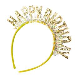 FUZYXIH HAPPY BIRTHDAY Stirnband Festival Haar Hoop Aufführungen Kopfbedeckung Halloween Party Kostüm Requisite Unisex Haarreifen für Frauen Lametta Shinning Happy Birthday Buchstabenform Dekorative von FUZYXIH