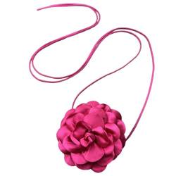 FUZYXIH Vielseitiger Stoff-Blumen-Choker, stilvolles Nackenband, Stoff-Rose-Halskette, verstellbare Halskette, geeignet für Hochzeiten und Partys von FUZYXIH