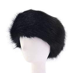 Pelziges Kunst-Stirnband, Winter, Outdoor, warme Mütze, elastische Skimütze, Ohrenwärmer, Ohrenschützer, modisch, weich, breit, für Kopfwickel, elastische Haarbänder für Damen von FUZYXIH