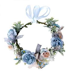 Strandurlaub Kranz Stirnband Künstliche Blaue Fake Blätter Hochzeit Kopfschmuck Blaue von FUZYXIH