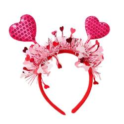 Valentinstag-Stirnband für Damen mit Pailletten, Herz, zarte Stirnbänder, rutschfest, süßes Mädchen, Abschlussballzubehör von FUZYXIH