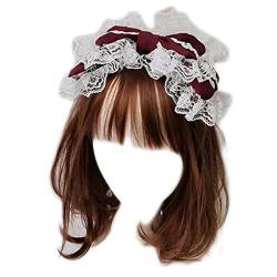 Viktorianisches Vintage-Spitzen-Stirnband, elastisch, süß, doppellagig, große Schleife, Haarschmuck, japanische Teeparty, Cosplay, Kopfschmuck von FUZYXIH