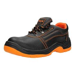 Herren Reis Sicherheitsschuhe Arbeitsschuhe Schutzschuhe Schnürsenkel (45 EU, Orange) von FUZZIO