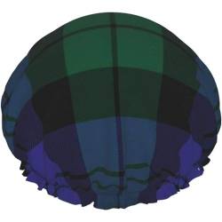 Duschhaube, Blackwatchs Modern Tartan Traditional Abstract Double Waterproof Badekappe, elastische wiederverwendbare Duschhaube, Badekappen Schlummertrunk von FUkker